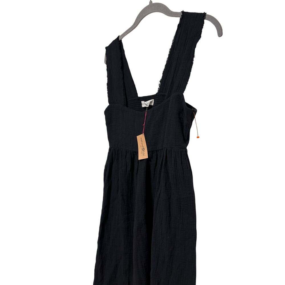 Natural Life Women's Black Cotton Gauze Midi Dress Boho XS NWT - Picture 4 of 9